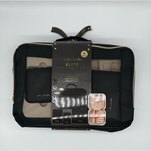 Luxe + Willow Elite Travel Kit 4-Piece Organizer Set Black/Gold NWT